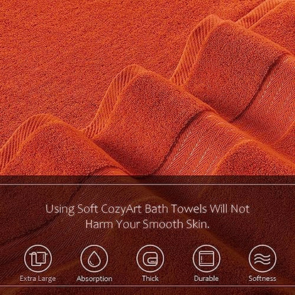 COZYART Luxury Hand Towels 4 PCS, Burnt Orange 100% Turkish Cotton