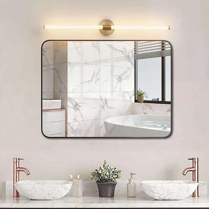 Gold Bathroom Vanity Lights 39" Long LED Vanity Light Bar | 360° Bright Bathroom Lights, Dimmable Vanity Light, Hardwired Wall Light 3000K Warm White for Mirror
