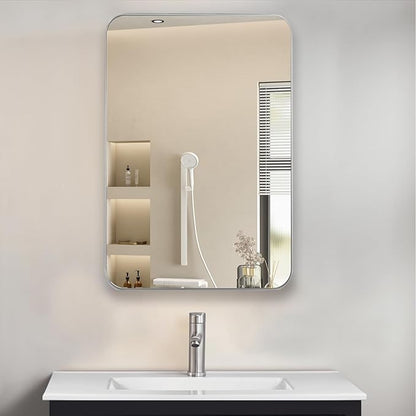 20" x 26" Bathroom Medicine Cabinet with Mirror Door, Brushed Nickel Stainless Steel Frame, Recessed or Surface Mounted,Storage Cabinet with Adjustable Metal Shelves,Upgraded Version