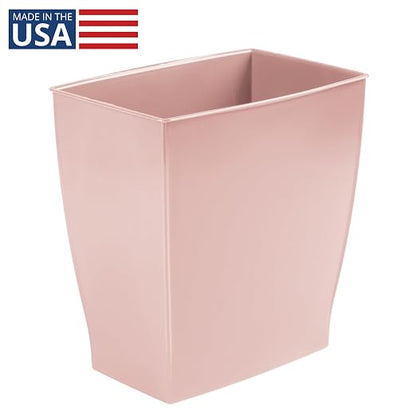 iDesign Small Plastic Bathroom Trash Can, Slim Rectangle Garbage Bin, Pink | Bedroom, Office, Dorm