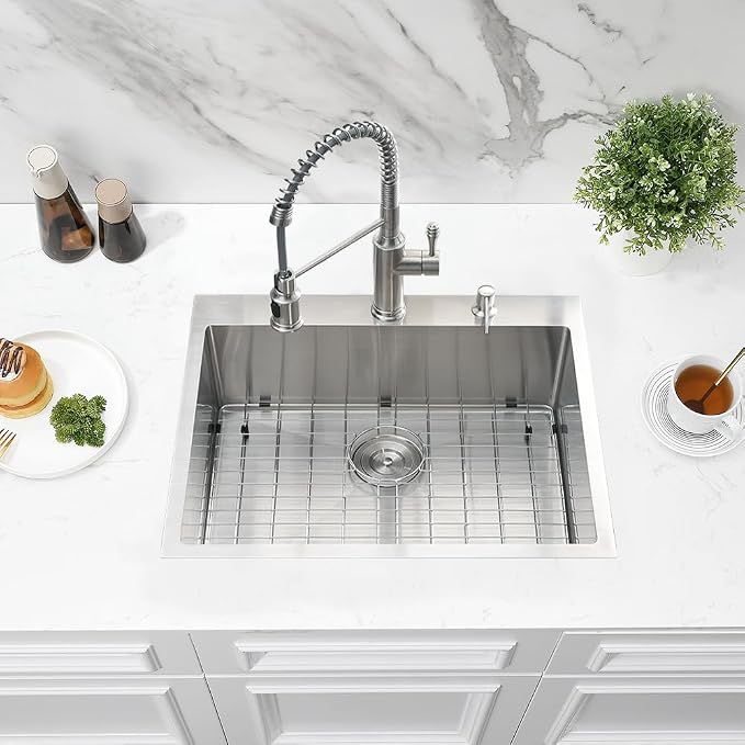 Drop In Kitchen Bar Sink, 23x18x10 Stainless Steel Small Sink | Small Drop In Sink, Topmount Outdoor RV Sink 16 Gauge Single Bowl Sink with Drain Strainer