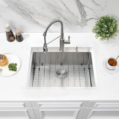 Drop In Kitchen Bar Sink, 23x18x10 Stainless Steel Small Sink | Small Drop In Sink, Topmount Outdoor RV Sink 16 Gauge Single Bowl Sink with Drain Strainer