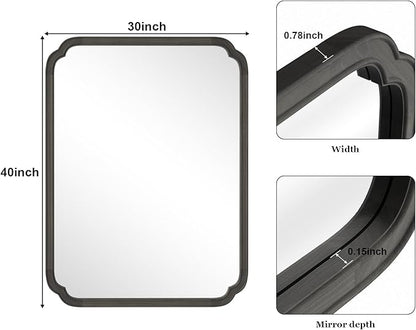 WallBeyond 30" x 40" Rounded Corner Arch Wall Mirror with Wood Frame for Entryway, Living Room or Bedroom Home Decor - Light Woodgrain [30 x 40 inches, Black]