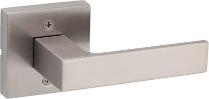 Kwikset Singapore Dummy Door Handle, Single Sided Lever for Closets, French Double Doors, and Pantry, Satin Nickel Non-Turning Reversible Interior Push/Pull Lever, with Microban Protection