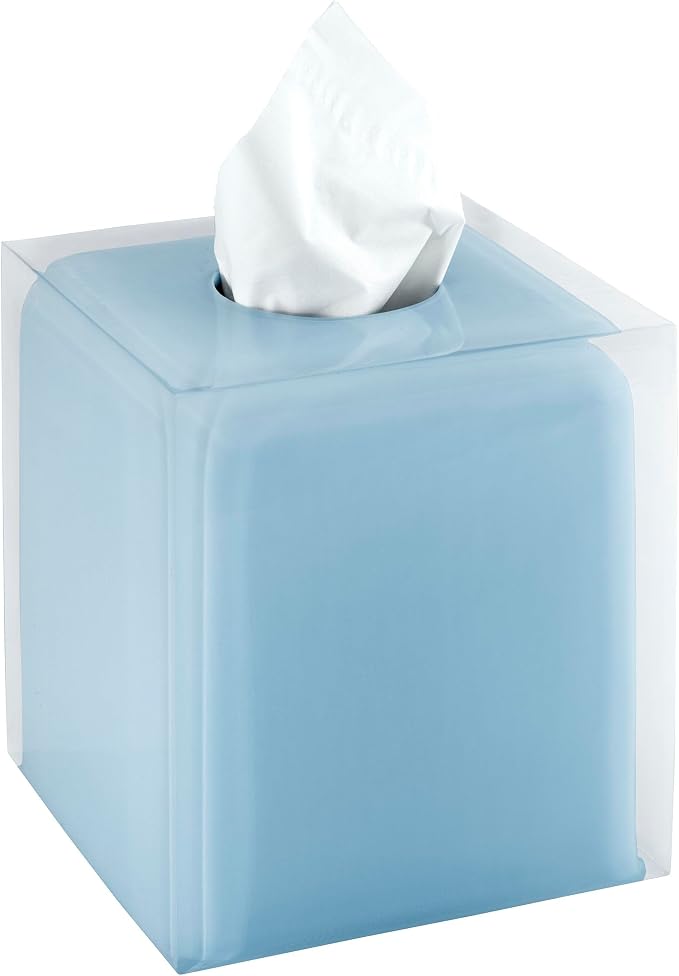 Izod - Tissue Box Cover, Durable Resin Countertop Accessories, Dorm Room Essentials, Modern Home Decor (Marina Collection, Blue)