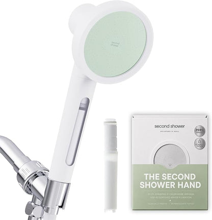 SecondShower Filtered Shower Head with Handheld for Hard Water - NSF Certified 99.9% Chlorine Removal, High Pressure, Korean Vitamin C Filter for Soft Skin & Hair (Forest Green)