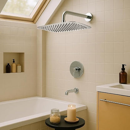 G-Promise All Metal 14 Inch Large Rain Shower Head for Ceiling or Wall | Built to Last, Rust Resistant 304 Stainless Steel, Easy to Install, Full Body Coverage Rainfall Shower Head, Daily SPA
