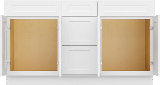 Furinno Shaker One Drawer Stack Bath Vanity Cabinet Without Top, Ready to Assemble, 21 D x 60 W x 34.5 H, White