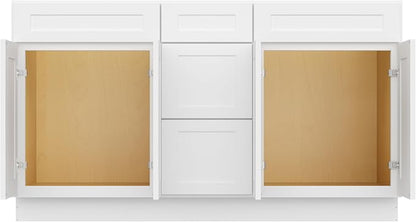 Furinno Shaker One Drawer Stack Bath Vanity Cabinet Without Top, Ready to Assemble, 21 D x 60 W x 34.5 H, White