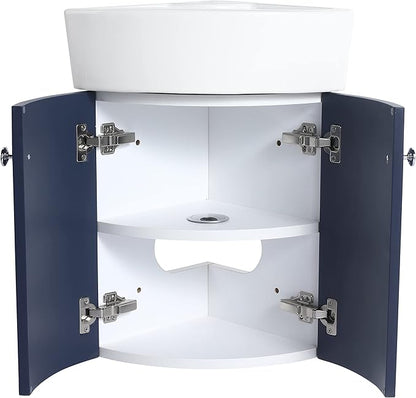 13" Bathroom Vanity with Sink, 13 Inch Floating Bathroom Vanity for Small Space, Modern Bathroom Vanity, Blue Wall Mounted Cabinet Set NB-053