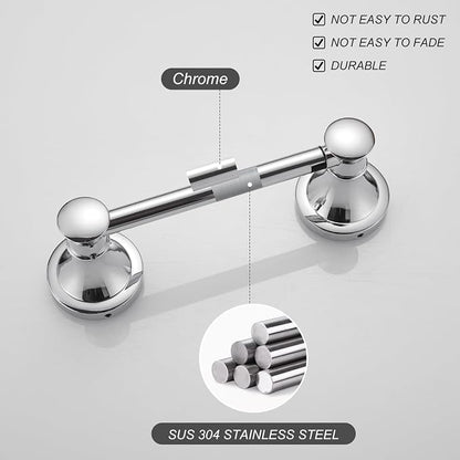 Bathroom Toilet Paper Holder Wall Mount Tissue Holder Polished Chrome | Rustproof Toilet Tissue Roll Holder, Flexible Double Post Pivoting Handle, Bathroom Accessories SUS304 Stainless Steel