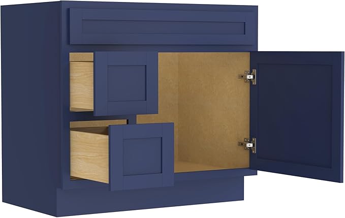 Vanity Art 72 Inch Bathroom Vanity with 2-Door 4-Drawer, Wood Bathroom Vanity Cabinet with Soft Closing Drawer, Floor Mounted Blue Cabinet Without Top VA4072-LRBU