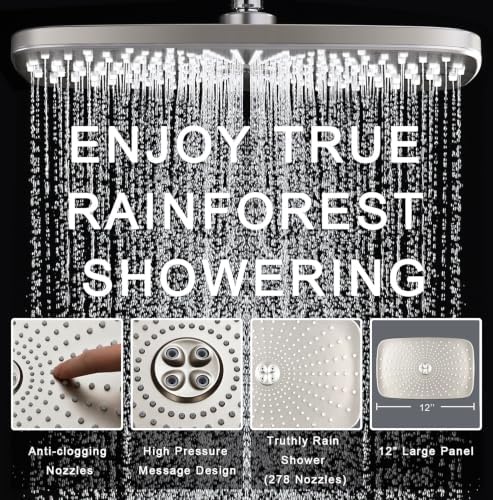 Rain Shower Head with Handheld Showerhead, Nickel 1.8GPM 460311 + Holder