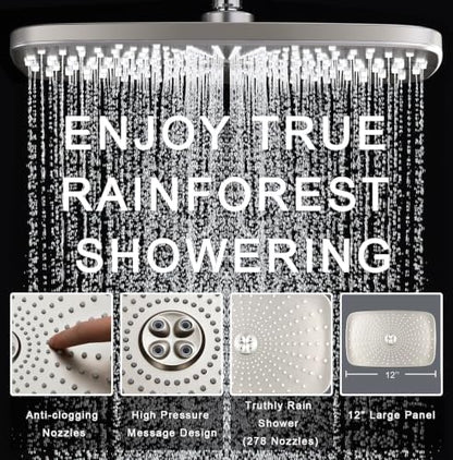 Rain Shower Head with Handheld Showerhead, Nickel 1.8GPM 460311 + Holder