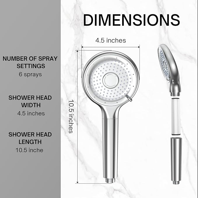 FEELSO Filtered Shower Head with Handheld, High Pressure Shower Filter Head | 15 Stage Water Softener Filters for Hard Water, Remove Chlorine & Harmful Substance, 6 Spray Mode, Hose & Bracket, 2 Filters