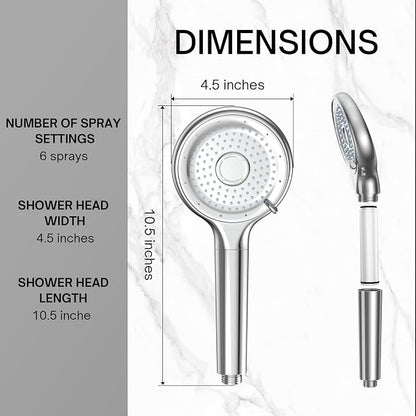 FEELSO Filtered Shower Head with Handheld, High Pressure Shower Filter Head | 15 Stage Water Softener Filters for Hard Water, Remove Chlorine & Harmful Substance, 6 Spray Mode, Hose & Bracket, 2 Filters