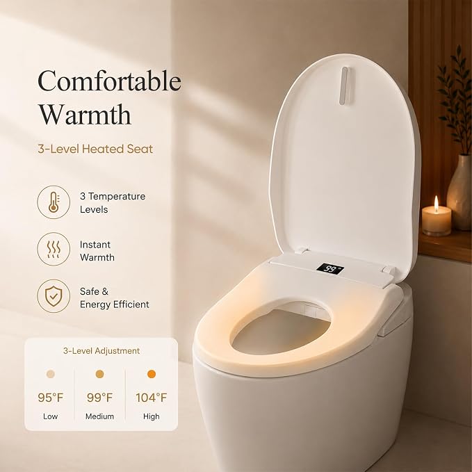 GAICOM Electric Bidet Toilet Seat Elongated, Heated Toilet Seat Air Dryer | Instant Warm Water, Side Control, Multiple Wash Modes, Self-Cleaning Nozzle, Quiet-Close Lid, Easy Installation