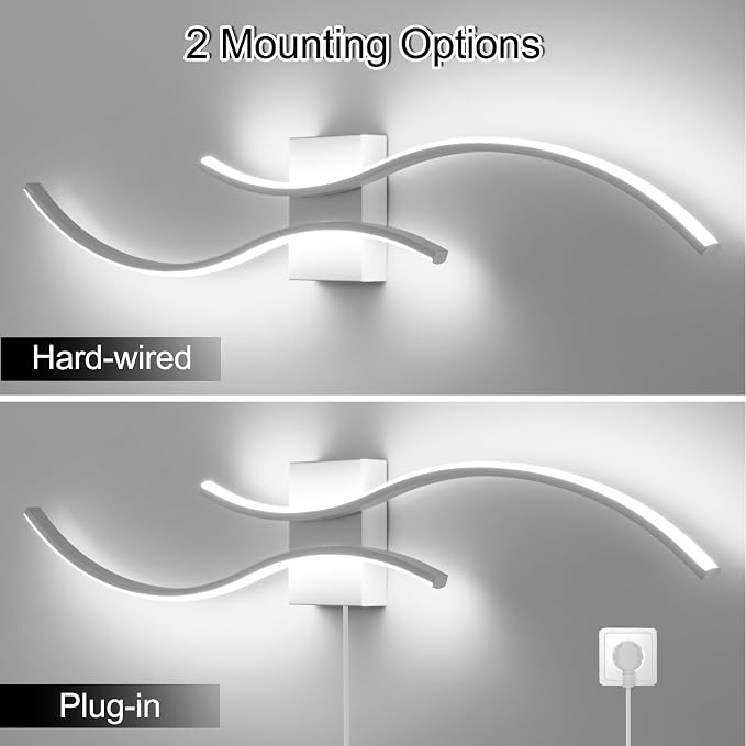CANEOE Modern Led Wall Light Set of 2, 39inch Indoor Led Wall Sconce Lighting, Bathroom Vanity Light Fixtures Over Mirror for Living Room Hallway Bedroom Bedside Wall Lamp (White,6000K,2 Packs)