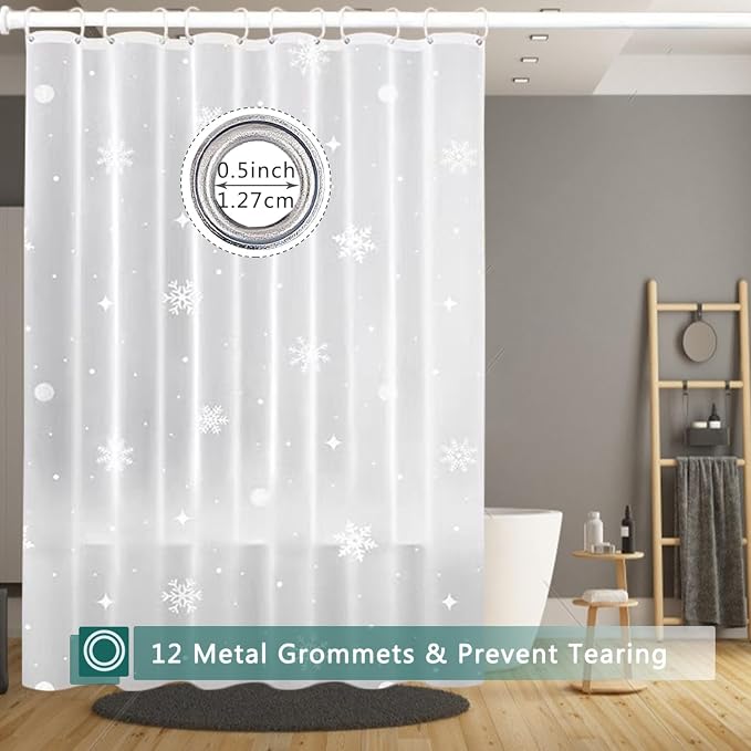 Shower Curtain Liner, 100% Waterproof Peva Shower Curtains with 3 Duty Heavy Bottom Magnets and 12 Rust Proof Grommets, 72x72 Weighted Shower Liner for Shower Stall, Bathtubs