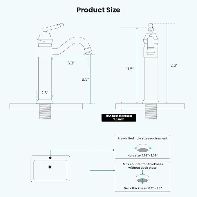 gotonovo Bathroom Vessel Sink Faucet Single Handle Brass Long Reach Bathroom Faucet 1 Hole Deck Mounted Mixer Tap with Pop Up Drain Brushed Nickel