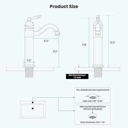 gotonovo Bathroom Vessel Sink Faucet Single Handle Brass Long Reach Bathroom Faucet 1 Hole Deck Mounted Mixer Tap with Pop Up Drain Brushed Nickel