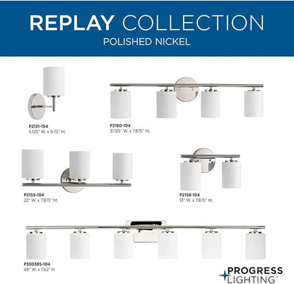 Progress Lighting P2131-104 Replay Bath & Vanity, 1-Light, Polished Nickel