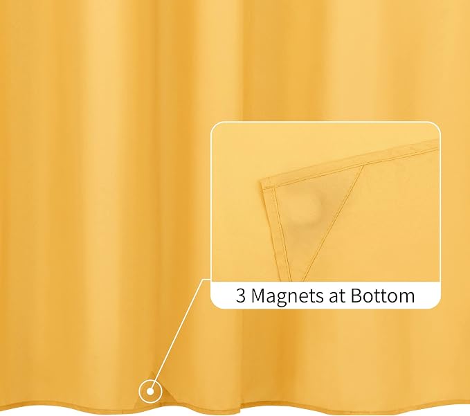 ALYVIA SPRING Waterproof Fabric Shower Curtain or Liner Yellow, 72x72 | 3 Magnets, Soft Cloth & Hotel Quality, Machine Washable, Light-Weight, Standard Size