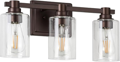 3 Lights Bathroom Lighting Fixtures Over Mirror Oil Rubbed Bronze Bathroom Vanity Light Fixture Farmhouse Vanity Light Vintage for Bedroom Living Room Hallway