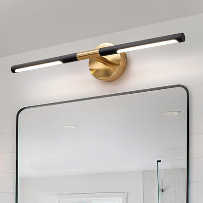 Modern Bathroom Light Fixtures Over Mirror 24 Inch, 18W 360° Rotatable Dimmable 4000K Led Vanity Light Bar, Black and Gold Bathroom Vanity Lights Above Mirror, Led Bathroom Lighting