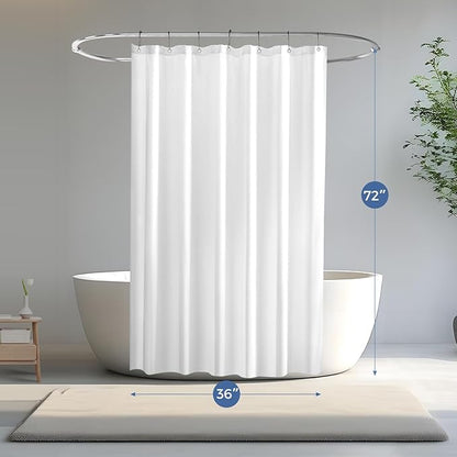 downluxe Waterproof Fabric Shower Curtain Liner, Soft Cloth Shower Liner with Magnets, Machine Washable & Hotel Quality Bathroom Curtain, 36" W x 72" L, White