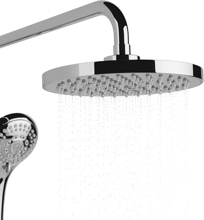 Lanikai Rain Shower Head with Handheld Spray Combo - 1028-CH-1.8GPM, Polished Chrome - 8" Rain Showerhead with Handheld Sprayer, 3 Spray Jets, 5-Function Rainfall Shower Head with Hose, 1.8 GPM