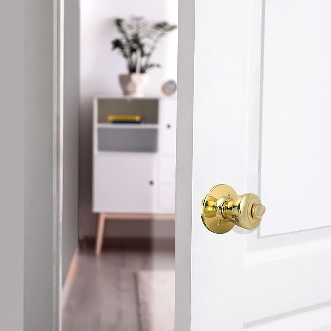 Design House 782748 Tulip Privacy Bed and Bath Door Knob Polished Brass, 1 Count (Pack of 1)
