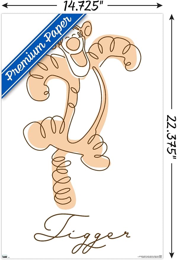 Trends International Disney Simple Moments Line Art - Tigger Wall Poster, 22.4L x 14.7W, Premium Unframed Version
