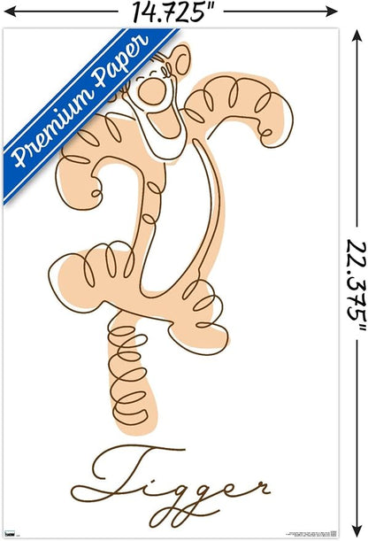 Trends International Disney Simple Moments Line Art - Tigger Wall Poster, 22.4L x 14.7W, Premium Unframed Version