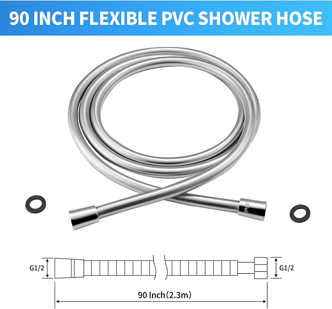 Extra Long Replacement Shower Hose Extension Handheld Shower Head Hose 90 Inches Flexible and Durable with Brass Insert and Nut