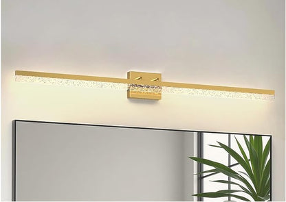L LOHAS LED 48 Inch Gold Vanity Light Bar Over Mirror Acrylic Shade 3CCT | Modern Gold LED Bathroom Lighting With Bubbled Acrylic Shade, Adjustable Vanity Fixture for Mirror and Living Room Wall