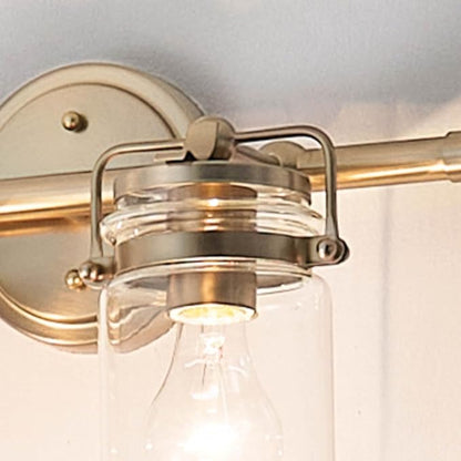 Kichler Brinley 15.75" 2 Light Vanity Light in Champagne Bronze with Clear Glass for Bathroom and Powder Room, (15.75" W x 10.25" H),45688CPZ