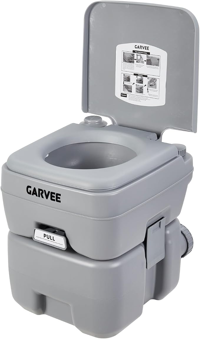 5.3 Gallon Portable Toilet for Camping, with Carry Bag & Detachable Tank, Ideal for Boat, Truck & RV Use, Gray
