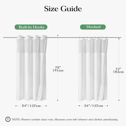 White Hook Free Waffle Shower Curtain & Snap-in Fabric Liner,54x75 | Less Time to install, 3 in 1 Fabric Shower Curtain and Liner Set with Magnets, Stall, Shower Curtains for Bathroom