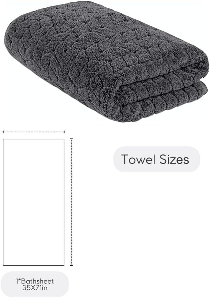 BAGNO MILANO Turkish Cotton Bath Towels, Hand Towels - Soft Plush Jacquard Collection Luxury Towels Set (Charcoal, Bath Sheet 35x70)
