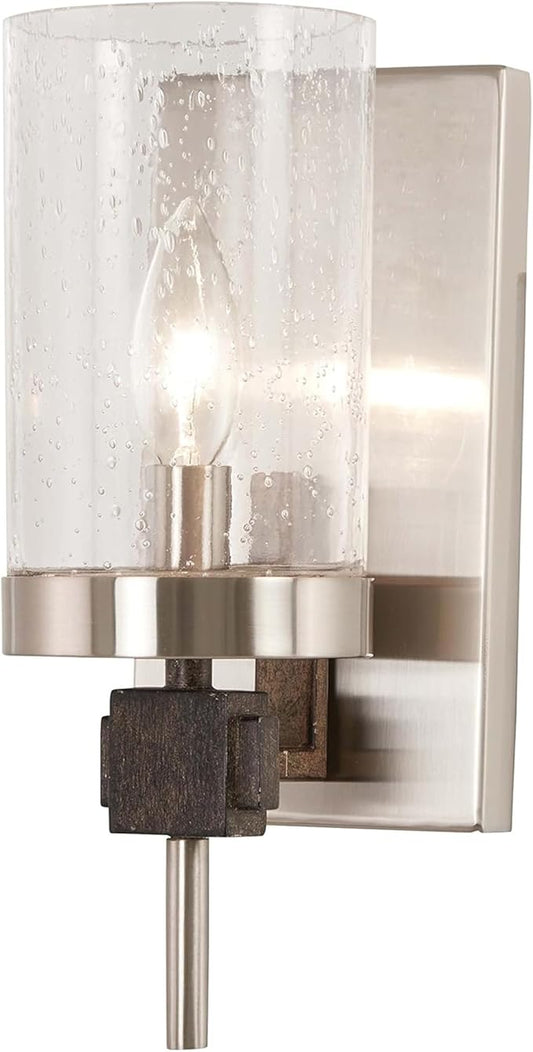 Minka Lavery 4631-106 Bridlewood Vanity Bath Light, 1-Light, 60 Total Watts, 4.5-in H x 11.25-in W, Stone Grey w/Brushed Nickel