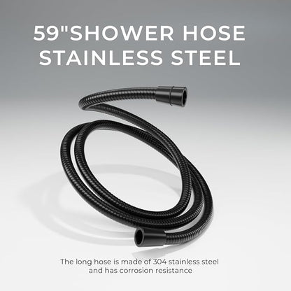Black Rain Shower Head with Handheld Shower Head, 5 Spray Modes | High-Pressure Dual Shower Combo, Multi-Spray Handheld, 11-Inch Metal Extension Arm, Detachable Design for Easy, Flexible Use