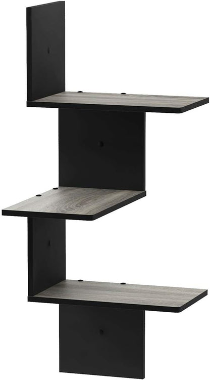 Furinno Rossi Wall Mounted Shelves 3-Tier Rectangle French Oak Grey/Black