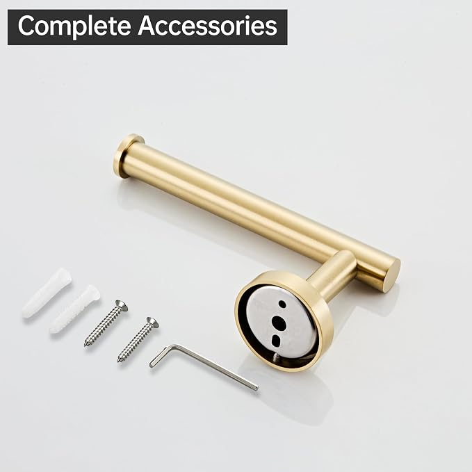 Gold Toilet Paper Holder, Brushed Gold Towel Ring, Hand Towel Holder Toilet Paper Roll Holder Wall Mount Bathroom Accessories, Modern SUS 304 Stainless Steel Bathroom 2 Set