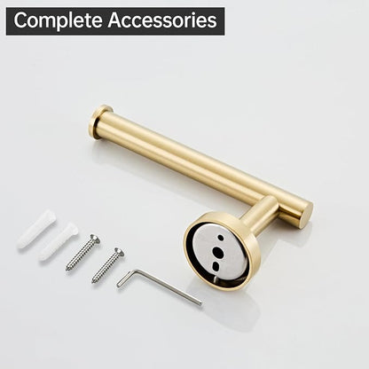 Gold Toilet Paper Holder, Brushed Gold Towel Ring, Hand Towel Holder Toilet Paper Roll Holder Wall Mount Bathroom Accessories, Modern SUS 304 Stainless Steel Bathroom 2 Set