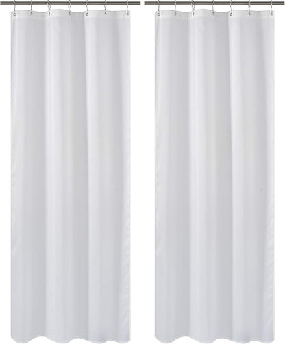 N&Y HOME Fabric Shower Curtain or Liner 36 x 72 Inches Bath Stall Size with 2 Bottom Magnets, Hotel Quality, Washable, Water Repellent, White Spa Bathroom Curtains with Grommets, 36x72 (Pack of 2)