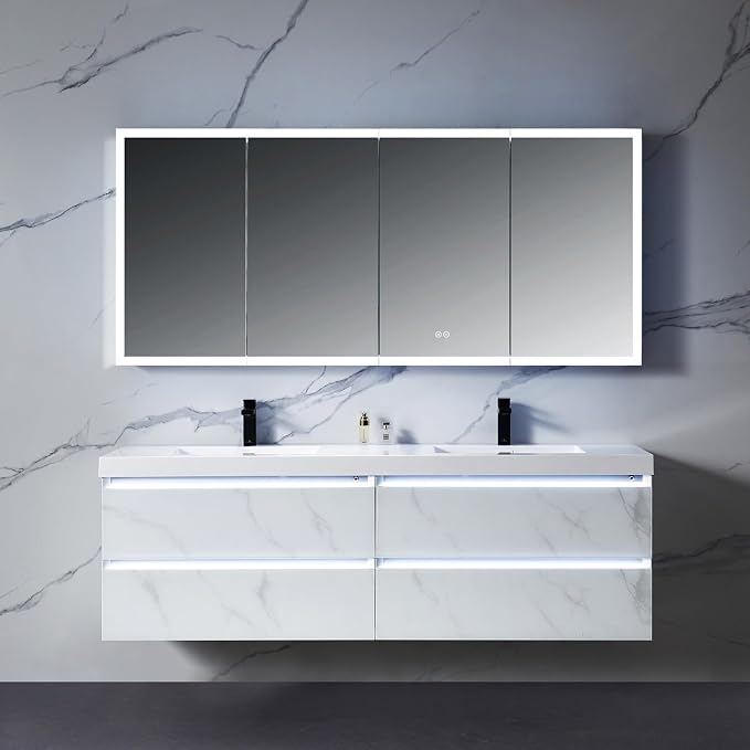 Blossom LED Lighted Bathroom Medicine Cabinet Mirror, Defogger, 30x26 | Bathroom Storage Cabinet, Medicine Cabinets Organizer, Vanity Mirror with Storage, Recessed/Surface Mount, Adjustable Shelves