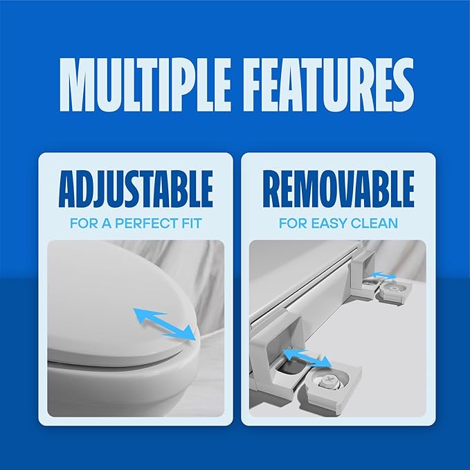 Highcraft W4TSPE Elongated Plastic Toilet Seat Slow Close ? Easy Remove, White
