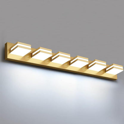 IZORRO LED Modern Bathroom Lights Fixtures(6-Light,Dimmable,360°Rotate),Brushed Glod Acrylic Wall Lighting,Vanity Lights for Bathroom Over Mirror - 6000k 36In （No Assembly Required）