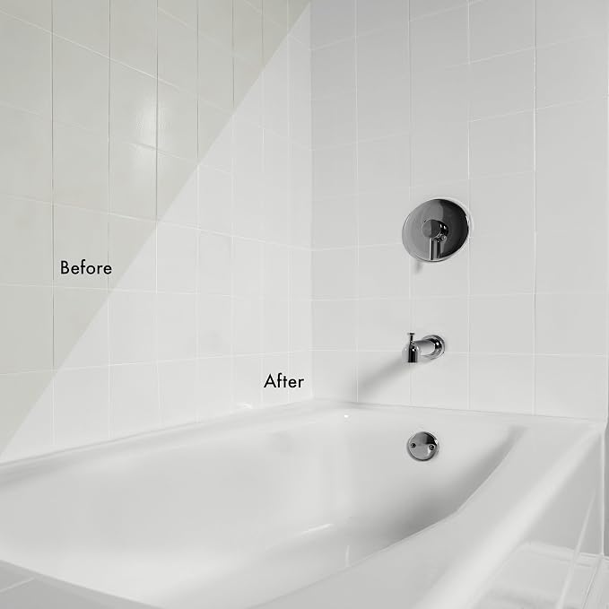 Tub & Tile Touch Up Gloss Coastal Fog Paint Kit | Bathroom Surface Refresh, Ceramic, Porcelain, Fiberglass, Durable Moisture Resistant Finish, Quart